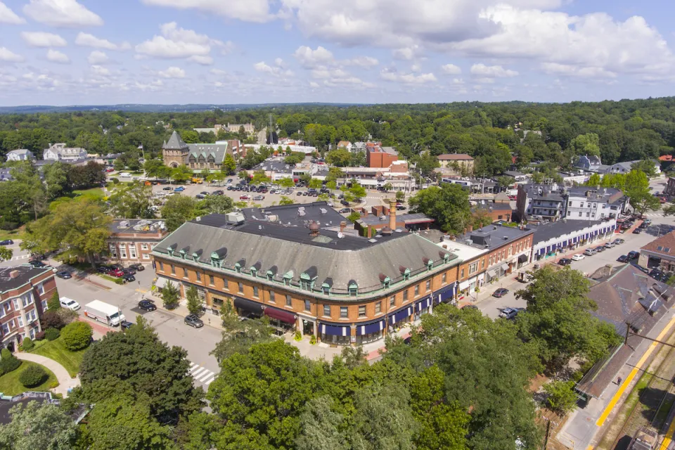 Aerial view of Newton, Massachusetts.